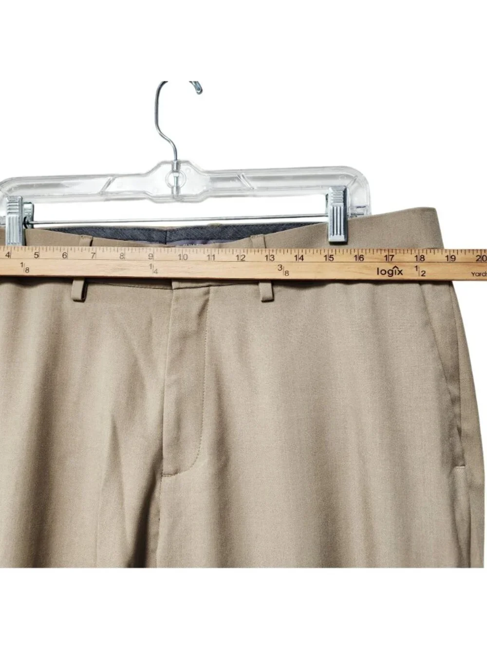 Haggar Mens Slim Fit Premium Comfort Khaki Dress Pants 38x30 Beige